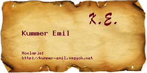 Kummer Emil névjegykártya